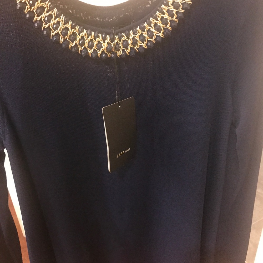 Zara Blue embellished Neck top